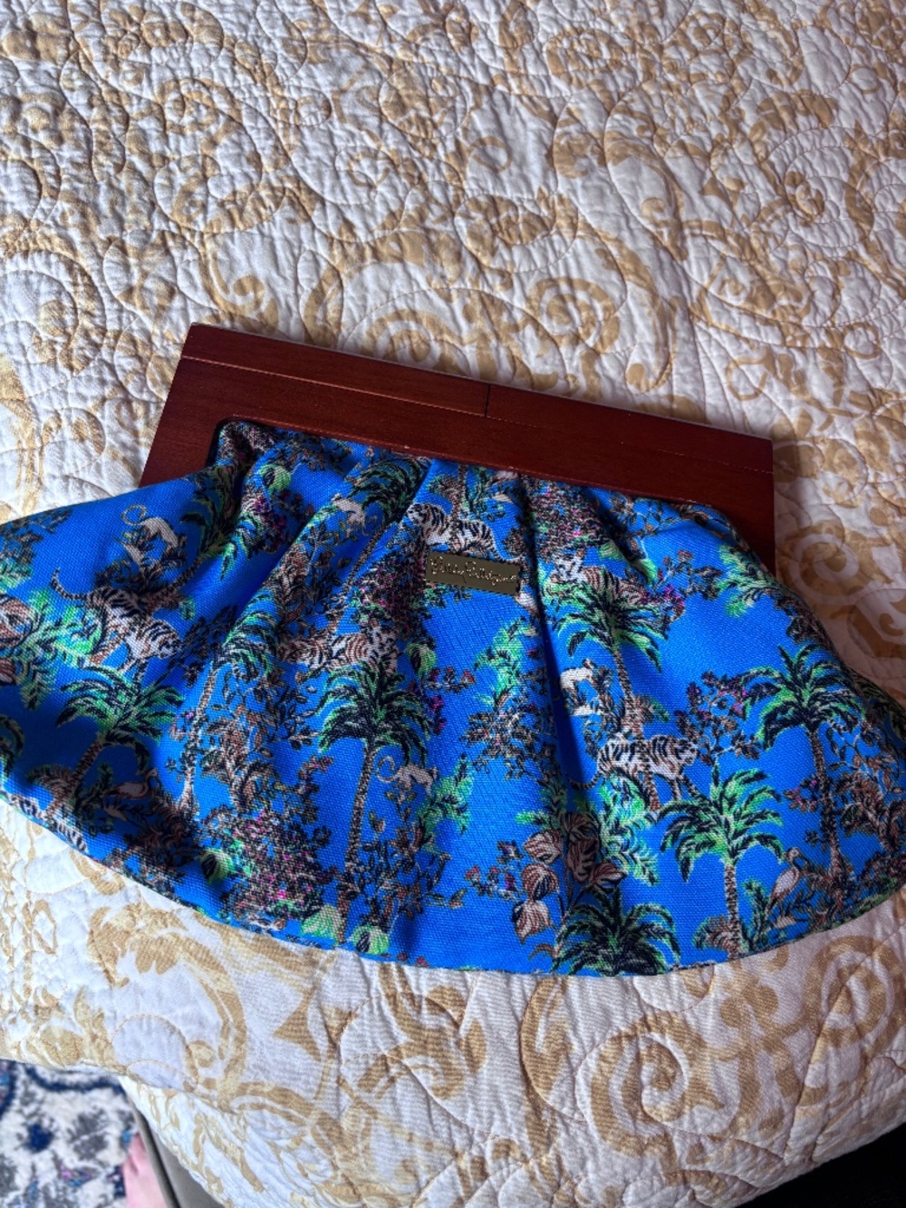Like New! Lilly Pulizter Bermuda Clutch in Blue Tiger